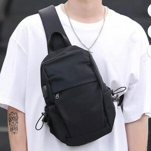 Backpack, Multipurpose Water Resistant Outdoor Crossbody Shoulder Daypack Black